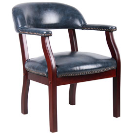 Boss Captain's guest, accent or dining chair in Blue Vinyl, B9540-BE Boss Captain's guest, accent or dining chair in Blue Vinyl, B9540-BE